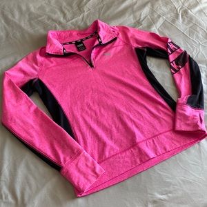 VS Pink quarter-zip jacket with thumb holes and reflective details
